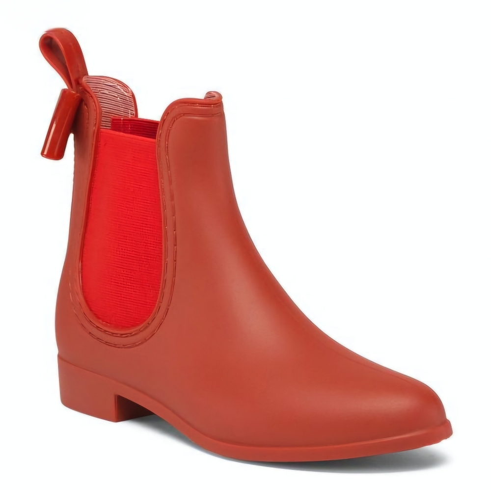 Catherine Malandrino Briellie Bow Chelsea Rain Boots Red Booties Size 39 Eur - Picture 10 of 13